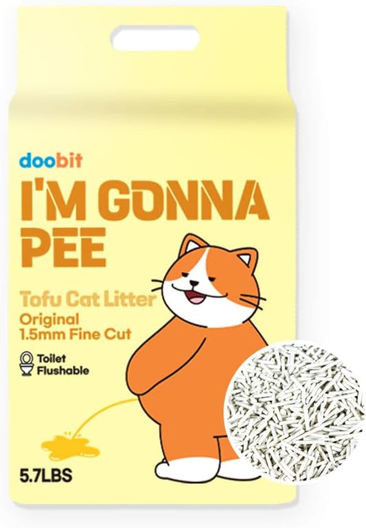 Tofu Cat Litter 100%,I'm Gonna Pee, Strong Clumping, Scoop Poop Easily, Toilet Flushable, Less Dust, Less Tracking by Pallet Type, All Natural Ingredients, Biodegradable, Safe(5.7lb x 1pack)