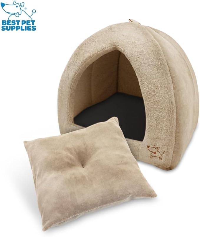 Pet Tent-Soft Bed for Dog and Cat by Best Pet Supplies - Tan, 19" x 19" x H:19"