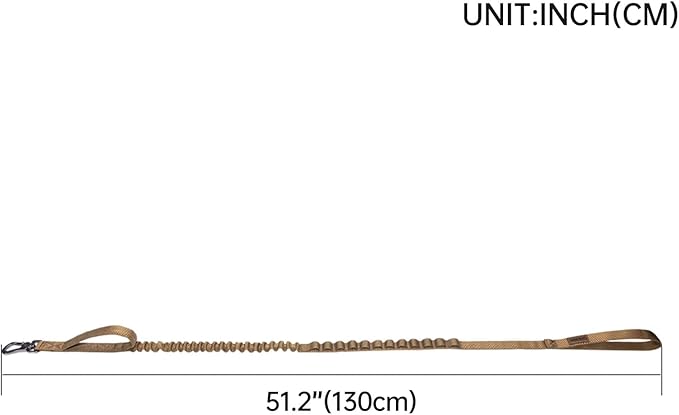 EXCELLENT ELITE SPANKER Tactical Bungee Dog Leash Military Adjustable Dog Leash Quick Release Elastic Leads Rope with 2 Control Handle(Coyote Brown)