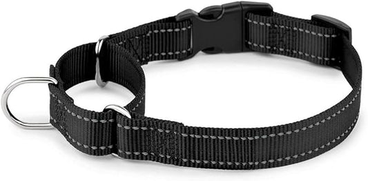 PLUTUS PET Reflective Martingale Collar with Quick Snap Buckle,No Pull Dog Choker Collar for Small Medium Large Dogs,XS,Black