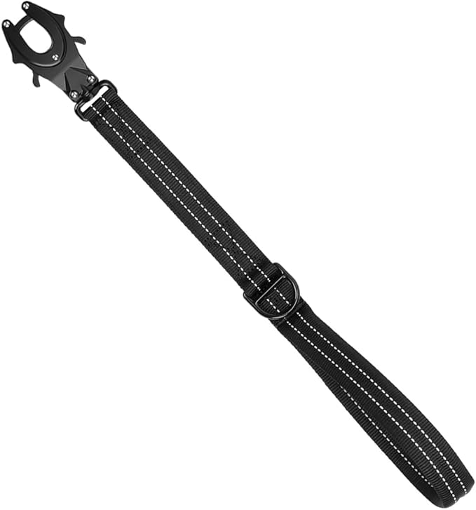 ICEFANG Short Dog Leash 25Inch Reflective Nylon Traffic Leash with Padded Handle,Heavy Duty Auto Lock Swivel Clip for Medium Large Dogs No Pull Training Walking (Black, 25 Inch)