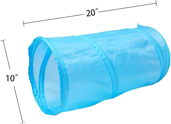 Foldable Spiral Cat Tunnel - Indoor Toy for Small Cats, Kittens, and Rabbits - Tube for Interactive Play and Outdoor Fun - Pet Activity Toy Sky Blue 20" 3 Pcs