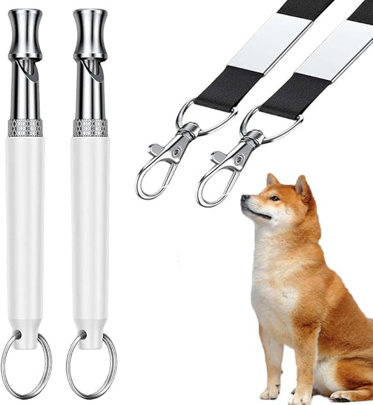 Professional Dog Training Whistles to Call Your Dogs, Whistles to Make Dogs Come to You, Adjustable Ultrasonic Silent That Only Dogs Can Hear, Pet Training Whistle with Lanyard for Recall (White)