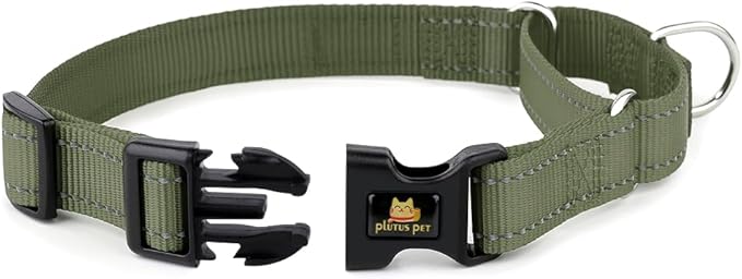 PLUTUS PET Reflective Martingale Collar with Quick Snap Buckle,No Pull Dog Choker Collar for Small Medium Large Dogs,XS,Ranger Green