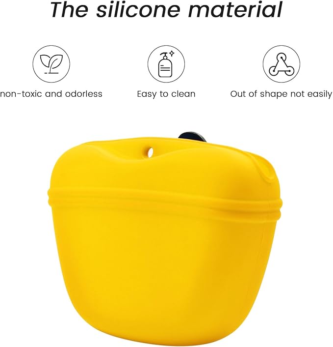 AUDWUD Silicone Dog Treat Pouch,Clip on Portable Training Container,Convenient Magnetic Buckle Closing and Waist Clip,No BPA