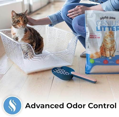 Genius Litter Health Indicating Cat Litter with Non-Clumping Lightweight Color Changing Silica Gel Crystals As Seen on Shark Tank, Non Clumping, Super Absorbent Odor Control (2 Bag (12lb))
