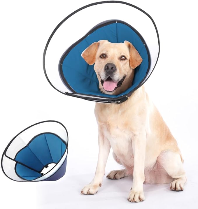 Dog Cone Collar, Pet Cone for Dogs to Stop Licking, Comfy Cones for Large Medium Small Dogs, Soft Cones forDogs After Surgery, Head Neck Elizabethan Collar Blue, SM