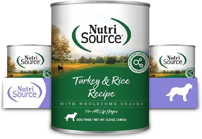 NutriSource Turkey & Rice Recipe Dog Food, Premium Wet Dog Food, 12.3 Ounce (Pack of 12)