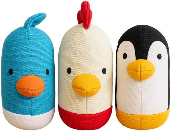 Yomp Fowl Play Bird Plush Dog Toys – Set of 3 Eco-Friendly Plush Balls for Dogs – Durable Canvas & Crinkle Paper – Recyclable & All-Natural – Fun, Tough & Sustainable