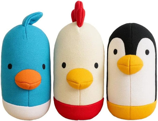 Yomp Fowl Play Bird Plush Dog Toys – Set of 3 Eco-Friendly Plush Balls for Dogs – Durable Canvas & Crinkle Paper – Recyclable & All-Natural – Fun, Tough & Sustainable