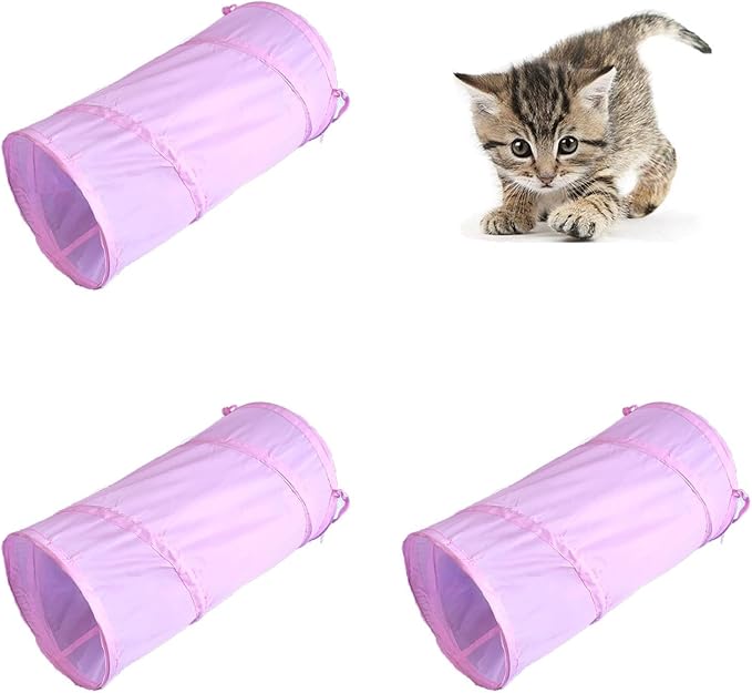Foldable Spiral Cat Tunnel - Indoor Toy for Small Cats, Kittens, and Rabbits - Tube for Interactive Play and Outdoor Fun - Pet Activity Toy 20" 3 Pcs