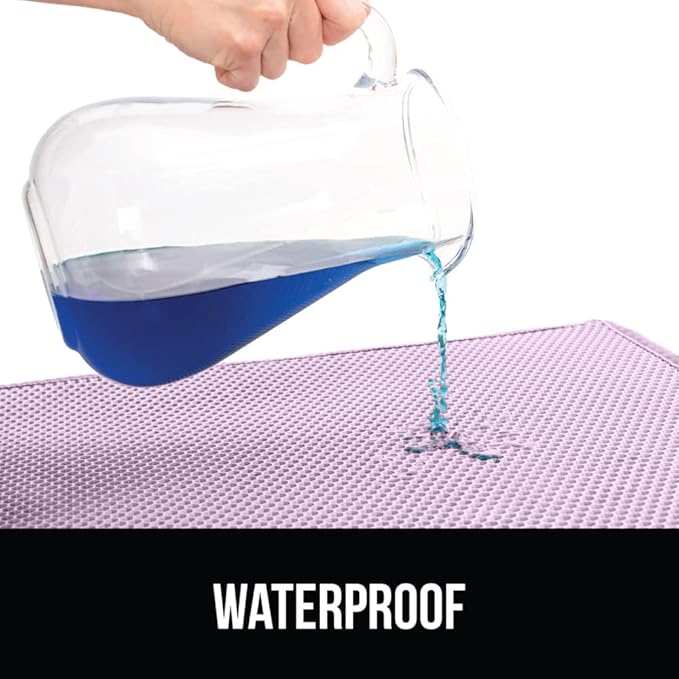 GORILLA GRIP Honeycomb Cat Litter Box Mat, Two Layer Trapping Waste Mats, Soft On Paws, Litter Box Supplies and Essentials for Indoor Cats, Traps Excess, Water Resistant for Floors, 24x15 Purple