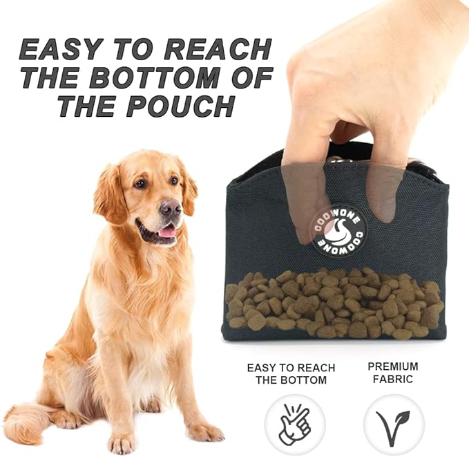 COOWONE Dog Treat Pouch Magnetic Closure Small Dog Training Treat Pouch Pocket Sized Small Dog Treat Pouch with Clip (Black)