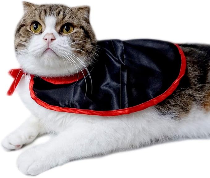 Pet Halloween Cloak Cosplay Vampire Cloak for Cats and Small Dogs, Pet Halloween Costume Clothes Suit