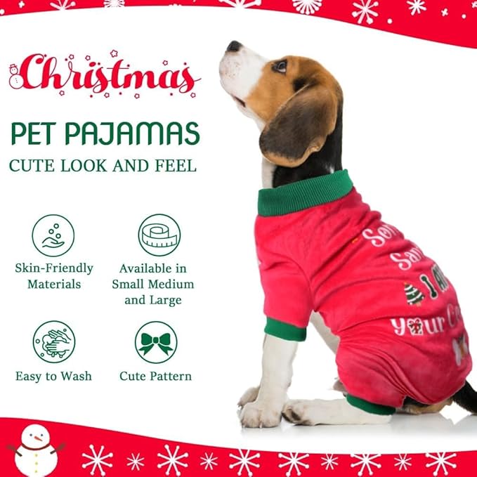 Dog Christmas Pajamas Soft Lightweight Velvet Dog Christmas Outfit Warm Pet Winter Clothes for Small Medium Large Pet Dogs Cats