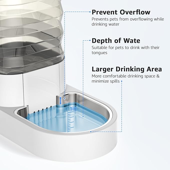 Gravity 11L Dog and Cat Water Bowl Dispenser, Automatic Stainless Steel Dog Water Bowl, 100% BPA-Free