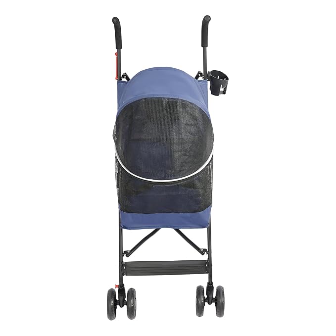 Pet Stroller, Foldable Pet Stroller with Weather Cover, Dog Cat Strolling Cart with 360° Wheels & Brakes for Small and Medium-Sized Dogs or Cats (Blue)