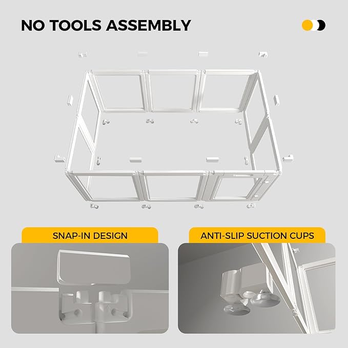 30.3“H 2PCS Extension Kit - Door+Panel, T-Buckles for Compartment, Expandable Clear Dog Play Pen Acrylic Dog Playpen Indoor,for Puppy Cat Bunny Small & Medium Dogs (White, 30.3" H, 2PCS)