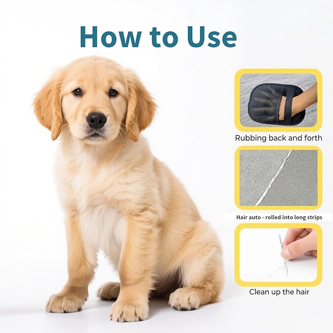 Pet Hair Removal Glove – 2025 Upgraded Electrostatic Pet Hair Remover Glove for Cats & Dogs, Reusable Grooming Glove for Furniture, Carpet, Couch, Car Seat (1PC)