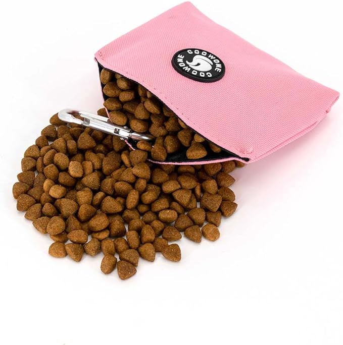 COOWONE Dog Treat Pouch Magnetic Closure Small Dog Training Treat Pouch Pocket Sized Small Dog Treat Pouch with Clip (Pink)