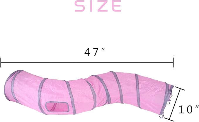 Cat Tunnel for Indoor Cats Interactive, Rabbit Tunnel Toys, Pet Toys Play Tunnels for Cats Kittens Rabbits Puppies Crinkle Pop Up 47" Shape S