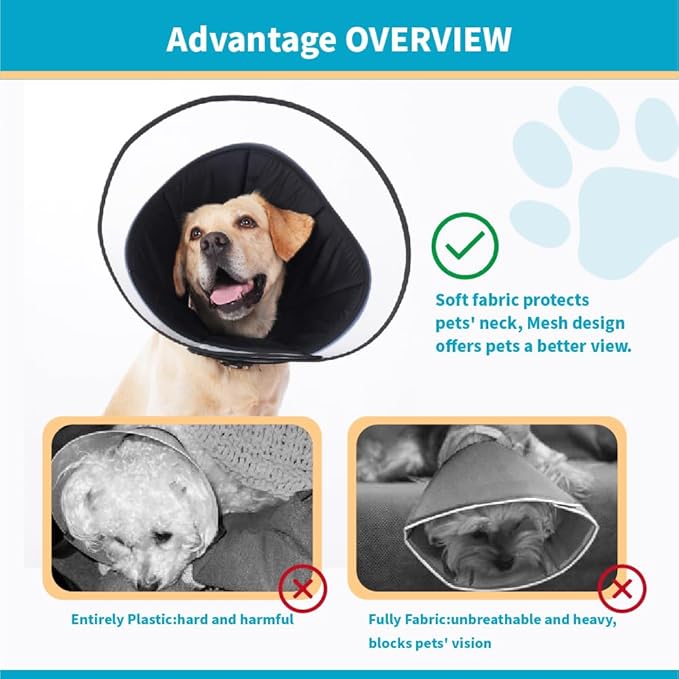 Dog Cone Collar, Pet Cone for Dogs to Stop Licking, Comfy Dog Cones for Large Medium Small Dogs, Soft Cones for Dogs After Surgery, Cone of Shame for Dogs Head Neck Elizabethan Collar