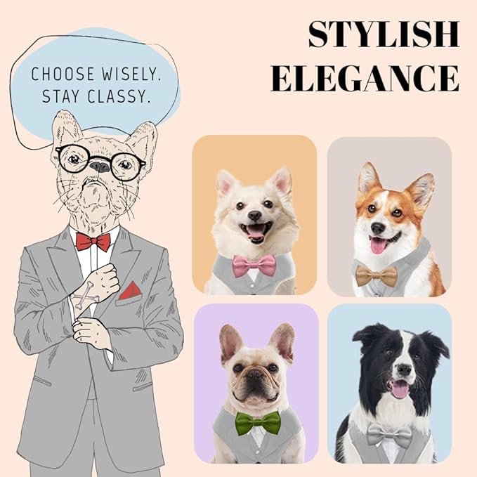 AVERYDAY Dog Tuxedo for Wedding Outfit, Dog Suit and Tie Costumes for Birthday, Halloween, Cosplay, Christmas Party, Pet Formal Wear with Bowtie, Tux for Medium Large Dogs, Bulldog, Labrador, Husky