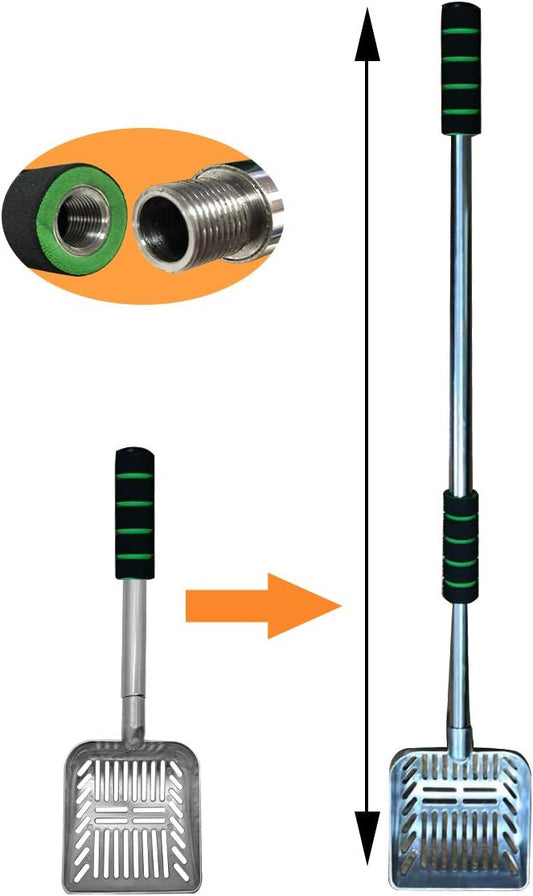 32 inch Cat Litter Scooper Metal Cat Litter Scoop Long Handle Cat Scoop Litter Box Scooper Non-Stick Aluminum Deep Shovel Litter Scoop Large Kitty Sifter Scoop Manages Big Clumps of Multi-Cat Families