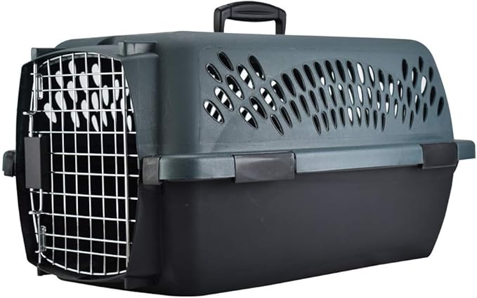 Petmate Pet Porter Dog Kennel 23", Dark Gray & Black, for Pets up to 15lbs, Made in USA