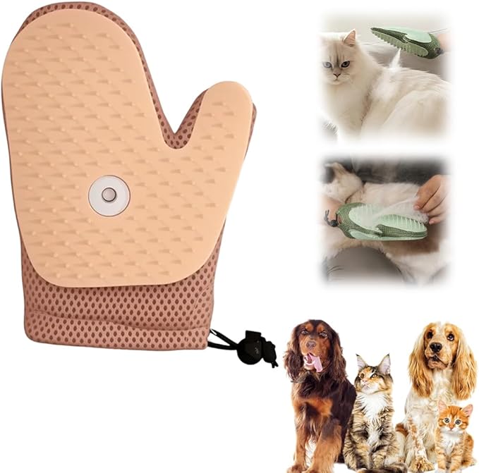 Pet Hair Removal Glove,Efficient Grooming Gloves for Cats & Dogs,Electrostatic Pet Hair Remover for Bed Sheets Couch Clothes Carpet Car Seat,Reusable Washable Hair Remover Gloves (Pink/1PCS)