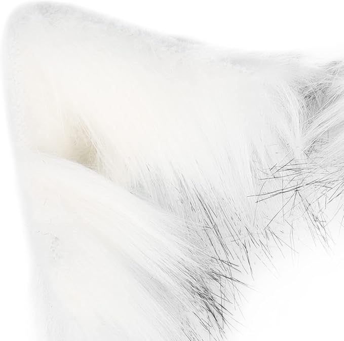 Cat Ears and Wolf Fox Animal Tail Cosplay Costume Faux Fur Hair Clip Headdress Halloween Leather Neck Chocker Set