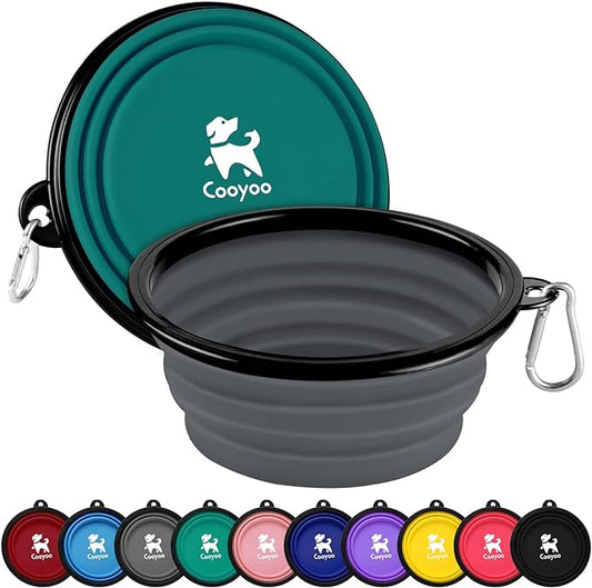 COOYOO Collapsible Dog Bowl,2 Pack Collapsible Dog Water Bowls for Cats Dogs,Portable Pet Feeding Watering Dish for Walking Parking Traveling with 2 Carabiners