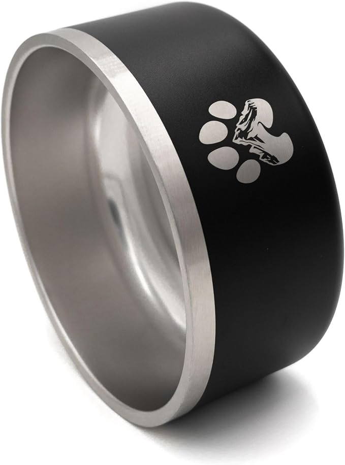 Stainless Steel Dog Bowl for Small-Large Dogs | Double Wall Insulated, Non-Slip Base Heavy Duty Water and Food Bowls for Dogs & Cats | Pet Safe BPA Free & Dishwasher Safe | 16 Oz - Black