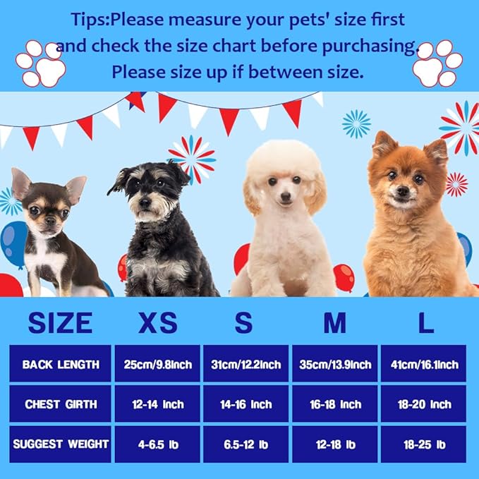 Happy 4th of July Dog Outfit Patriotic Dog Tulle Dress with Red Bowknot Independent Day Dogs Pet Doggie Apparel Clothes for Small Dogs Puppy Cats Girl