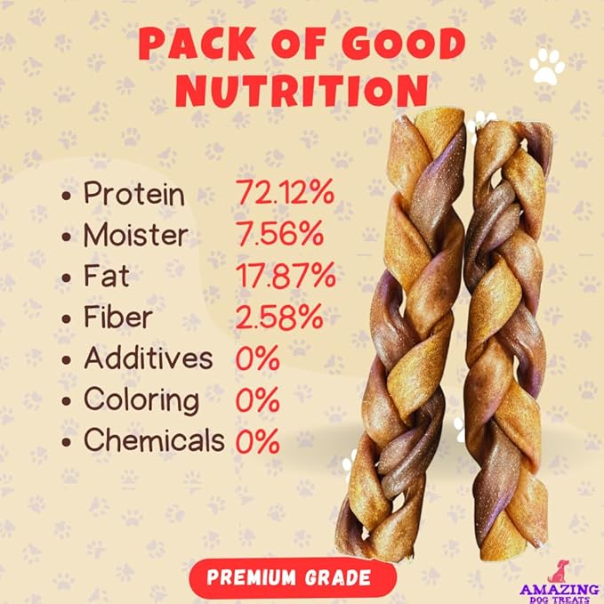 Amazing Dog Treats - 6 Inch Braided Collagen Sticks for Dogs - (10 Count) - Collagen Bully Sticks for Dogs