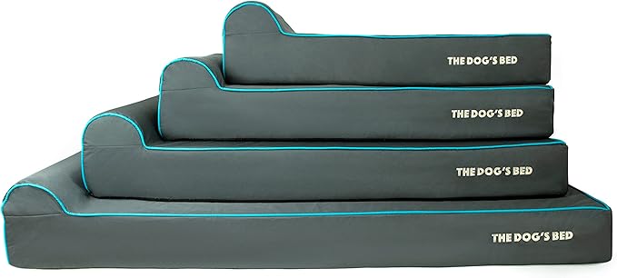 The Dog’s Bed Orthopedic Headrest Dog Bed Large Grey/Blue, Memory Foam, Pain Relief for Arthritis, Hip & Elbow Dysplasia, Post Surgery, Lameness, Waterproof Washable Cover