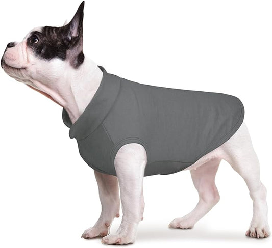 FUAMEY Dog Fleece Vest for Small Dogs,Warm Stretchy Dog Sweatshirts Pullover with Leash Hole Dogs Sweater Soft Pet Turtleneck Cozy Pet Vest Lightweight Sleeveless Grey S