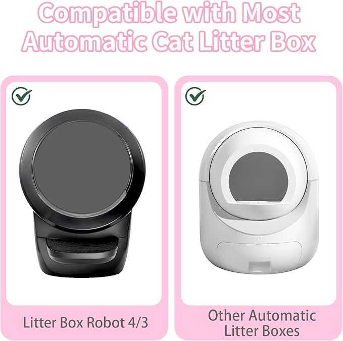 ANWA 40 Count Cat Litter Box Liners for Automatic Cat Litter Box and Litter Box Robot 4/3, Heavy-Duty, Extra Thick, Pink