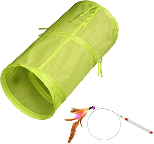 Cat Tunnel for Indoor Cats Interactive, Rabbit Tunnel Toys, Pet Toys Play Tunnels for Cats Kittens Rabbits Puppies Crinkle Pop Up Light Green 20"