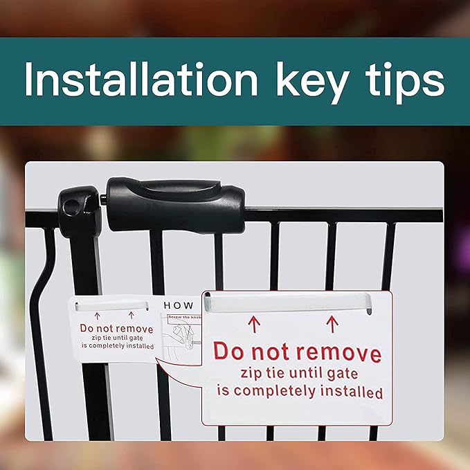 Extra Wide Pressure Mount Baby Gate Walk Through Auto Close White Metal Child Dog Pet Indoor Safety Gates for Stairs,Doorways,Kitchen and Living Room (43.31"-48.03"/110-122CM, Black)