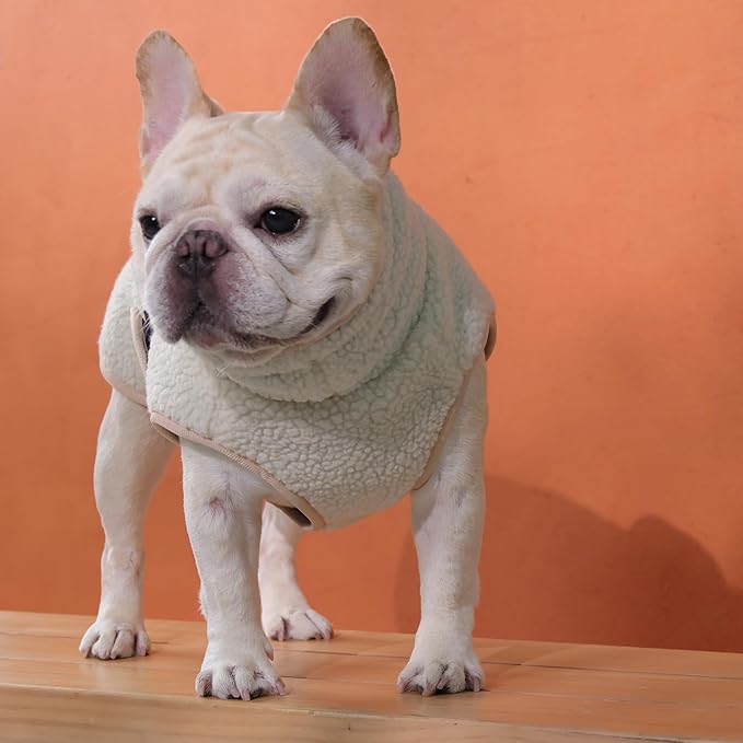 ROZKITCH Reversible Dog Fleece Jacket, Adjustable Double-Sided Vest for Chilly Winter, Super Warm Fleece Sherpa Sweater with Embroidery, Plush Sweatshirt for Small Breeds DarkBlue M