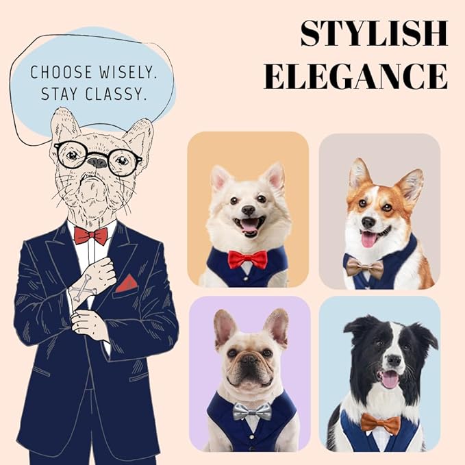 AVERYDAY Dog Tuxedo for Wedding Outfit, Dog Suit and Tie Costumes for Birthday, Halloween, Cosplay, Christmas Party, Pet Formal Wear with Bowtie, Tux for Medium Large Dogs, Bulldog, Labrador, Husky