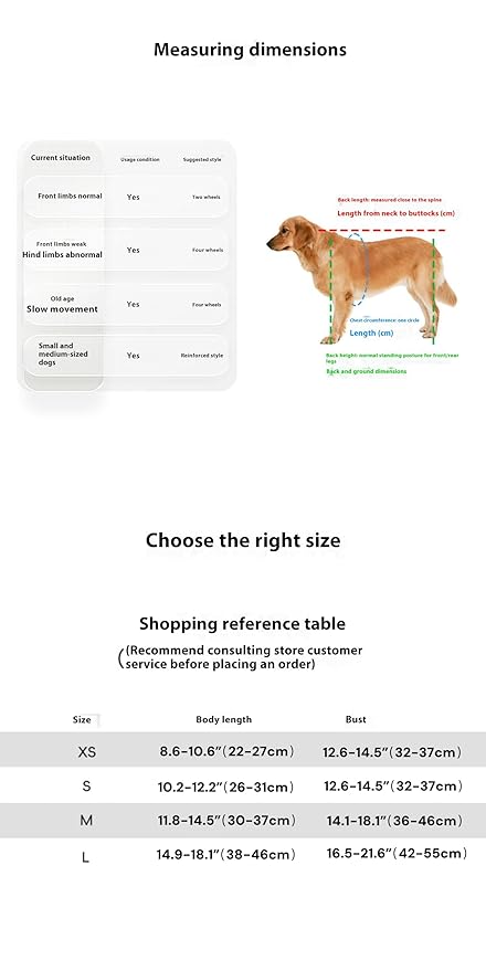 Dog Wheelchair for Back Legs，Adjustable Pets Cart Mobility Aids for Little Pets,Chest & Thigh Support,Suitable Small Medium Dogs (Two Rounds, M)