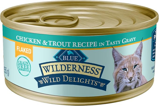 Blue Buffalo Wilderness Flaked Chicken & Trout Adult Wet Cat Food, 5.5 oz., Case of 24