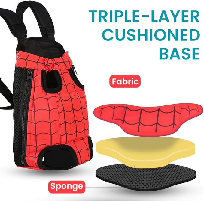 Dog Backpack Carrier, Front Pocket for Essentials, Pet Sling Front Backpack for Small Medium Dogs 10-16 Lbs, Legs Out, Adjustable Wearable Puppy Chest Travel Bag, Easy-Fit for Hiking/Walking/Camping