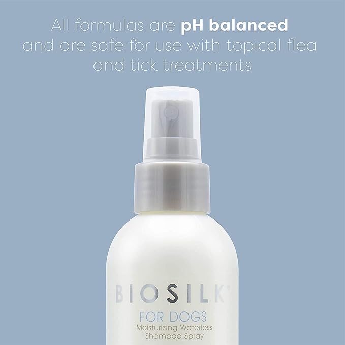 BioSilk for Dogs Silk Therapy Deep Moisture Waterless Shampoo Spray, 2 Pack | Waterless Dog Shampoo Spray for All Dogs and Puppies | 8 Fl Ounces, Pack of 2