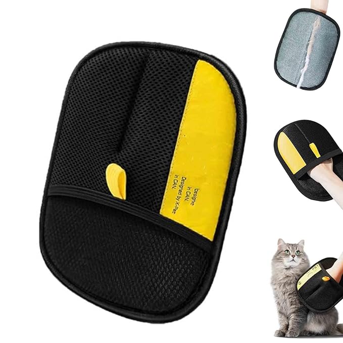 Electrostatic Pet Hair Removal Gloves, Static Removal Gloves for Pet Hair, Double-Sided Reusable Cat & Dog Electrostatic Gloves for Couch, Clothing, Carpet, Car Seat (Yellow, 1PC)