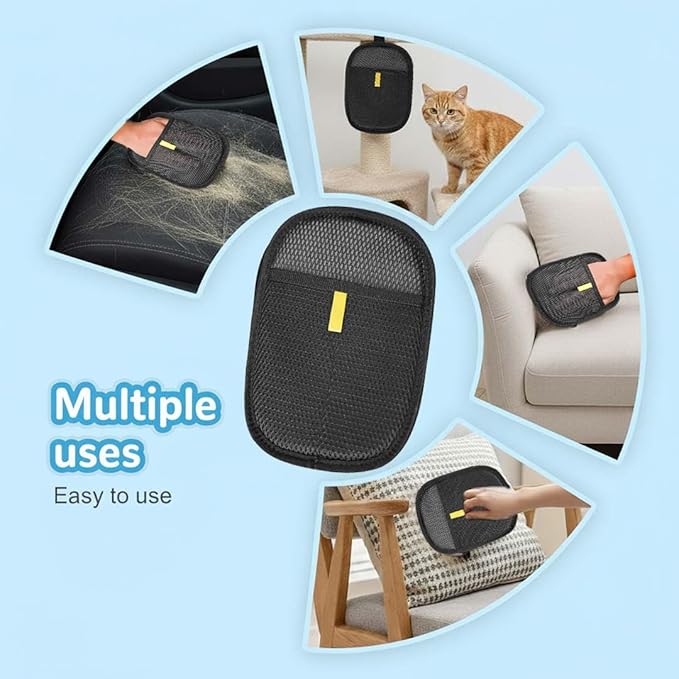 Pet Hair Removal Glove, Reusable Electrostatic Hair Remover for Cat & Dog, Grooming Pet Hair Remover Tool for Clothing, Furniture, Bed Sheet, Couch, Carpet, Car Seat