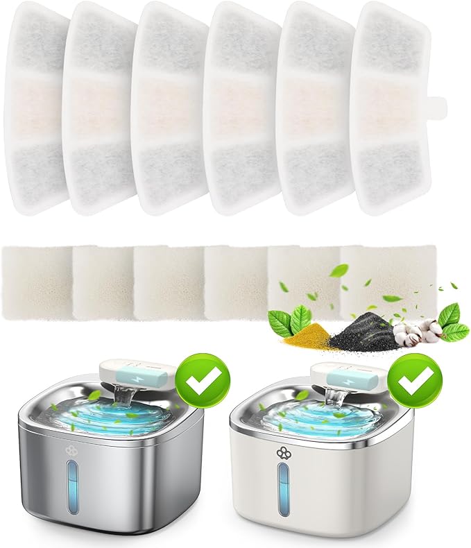 6pcs Replacement Filters for PW04 3.5L Wireless Cat Water Fountain （Only for oneisall Fountain B0DNJT76WJ, B0DMF2LH3Y and B0DSJ9F3M2