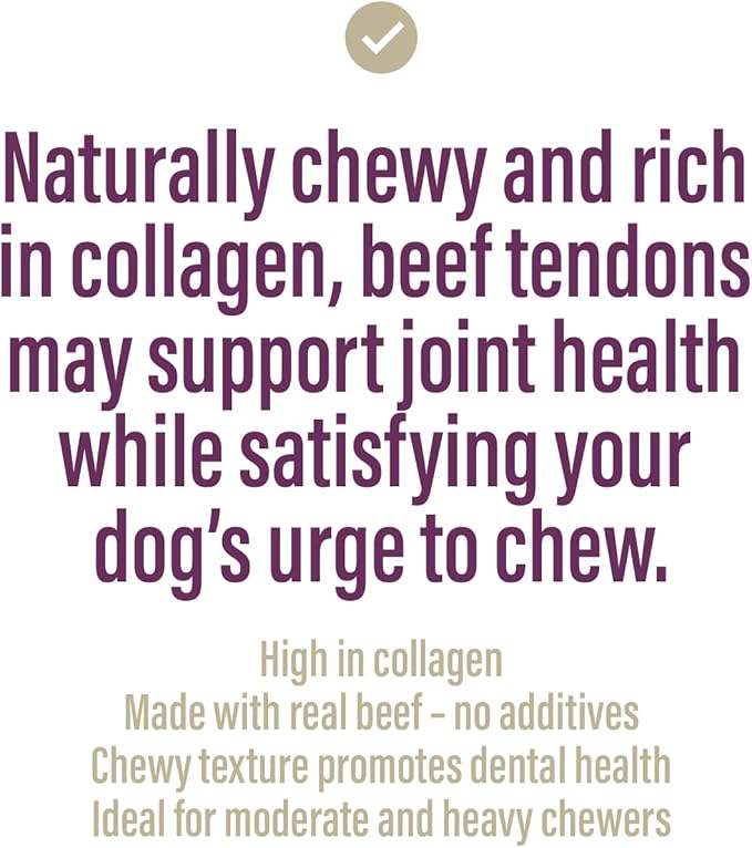 Chewer's Joy Beef Tendons 5–6" (4oz) – Natural Dog Treats – Single Ingredient Long-Lasting Chews, High Protein